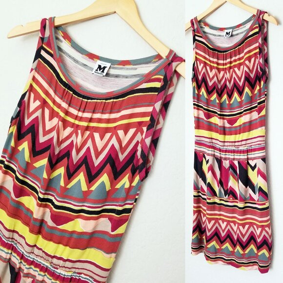 M Missoni Signature Geometric Print Sheath Dress Size 8 Multicolor Jersey Italy - Picture 2 of 12